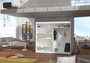 Spinta ADRK Furniture su LED apšvietimu Morgan 180, balta kaina ir informacija | Spintos | pigu.lt