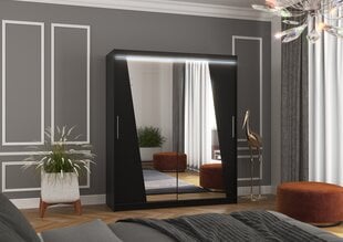 Шкаф ADRK Furniture со светодиодной подсветкой Preto 180, черный цвет цена и информация | Шкафы | pigu.lt