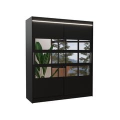 Шкаф ADRK Furniture со светодиодной подсветкой Toledo 180, черный цвет цена и информация | Шкафы | pigu.lt
