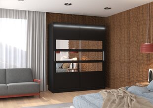 Шкаф ADRK Furniture со светодиодной подсветкой Toledo 180, черный цвет цена и информация | Шкафы | pigu.lt