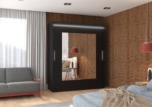 Spinta ADRK Furniture su LED apšvietimu Rosette 180, juoda kaina ir informacija | Spintos | pigu.lt