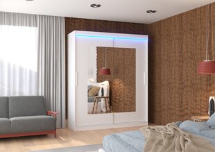Spinta ADRK Furniture su LED apšvietimu Rosette 180, balta kaina ir informacija | Spintos | pigu.lt