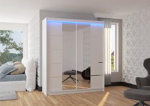 Spinta ADRK Furniture su LED apšvietimu Traves 180, balta kaina ir informacija | Spintos | pigu.lt