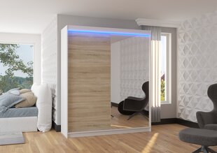 Spinta ADRK Furniture su LED apšvietimu Viki 180, smėlio/balta kaina ir informacija | Spintos | pigu.lt