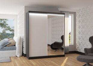 Spinta ADRK Furniture su LED apšvietimu Viki 180, balta/juoda kaina ir informacija | Spintos | pigu.lt
