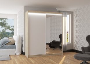 Spinta ADRK Furniture su LED apšvietimu Viki 180, balta/smėlio kaina ir informacija | Spintos | pigu.lt