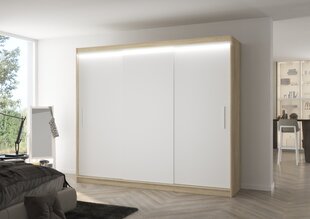 Шкаф ADRK Furniture со светодиодной подсветкой Antos 250, белый цвет/песочный цена и информация | Шкафы | pigu.lt