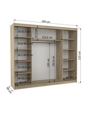 Шкаф ADRK Furniture со светодиодной подсветкой Cambe 250, бежевый цвет/белый цвет цена и информация | Шкафы | pigu.lt