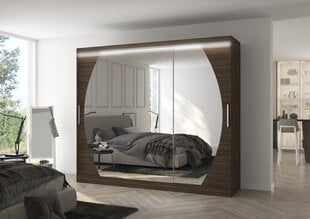 Spinta ADRK Furniture su LED apšvietimu Cambe 250, tamsiai ruda kaina ir informacija | Spintos | pigu.lt