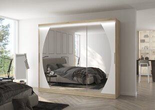 Шкаф ADRK Furniture со светодиодной подсветкой Cambe 250, белый цвет/песочный цена и информация | Шкафы | pigu.lt