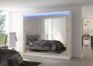 Spinta ADRK Furniture su LED apšvietimu Chester 250, smėlio/balta kaina ir informacija | Spintos | pigu.lt