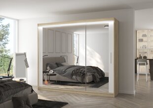Шкаф ADRK Furniture со светодиодной подсветкой Chester 250, белый цвет/песочный цена и информация | Шкафы | pigu.lt