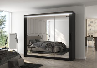 Spinta ADRK Furniture su LED apšvietimu Chester 250, juoda kaina ir informacija | Spintos | pigu.lt