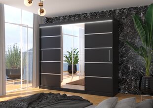Spinta ADRK Furniture su LED apšvietimu Salto 250, juoda kaina ir informacija | Spintos | pigu.lt