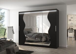 Spinta ADRK Furniture su LED apšvietimu Sharon 250, juoda kaina ir informacija | Spintos | pigu.lt