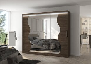 Spinta ADRK Furniture su LED apšvietimu Sharon 250, tamsiai ruda kaina ir informacija | Spintos | pigu.lt