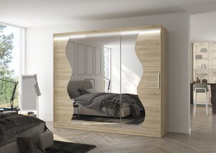 Spinta ADRK Furniture su LED apšvietimu Sharon 250, smėlio kaina ir informacija | Spintos | pigu.lt
