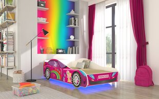 Vaikiška lova ADRK Furniture LED Car, 70x140 cm, įvairių spalvų kaina ir informacija | Vaikiškos lovos | pigu.lt