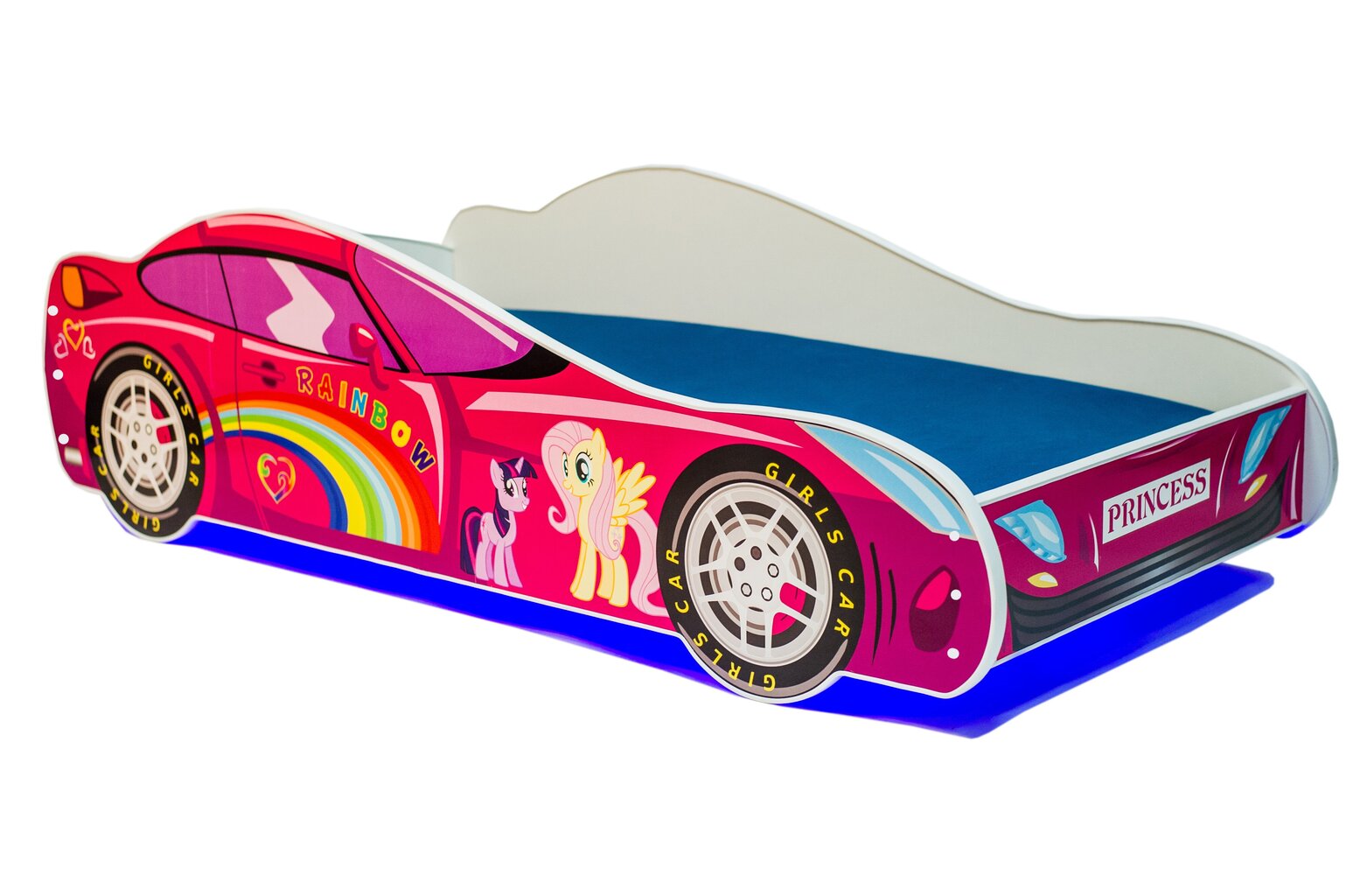 Vaikiška lova Adrk Furniture LED Car, 80x160 cm, rožinė kaina ir informacija | Vaikiškos lovos | pigu.lt