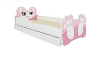Vaikiška lova ADRK Furniture Bear, 70x140 cm, balta/rožinė kaina ir informacija | Vaikiškos lovos | pigu.lt