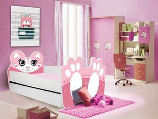 Vaikiška lova Adrk Furniture Bear, 80x160 cm, rožinė/balta kaina ir informacija | Vaikiškos lovos | pigu.lt