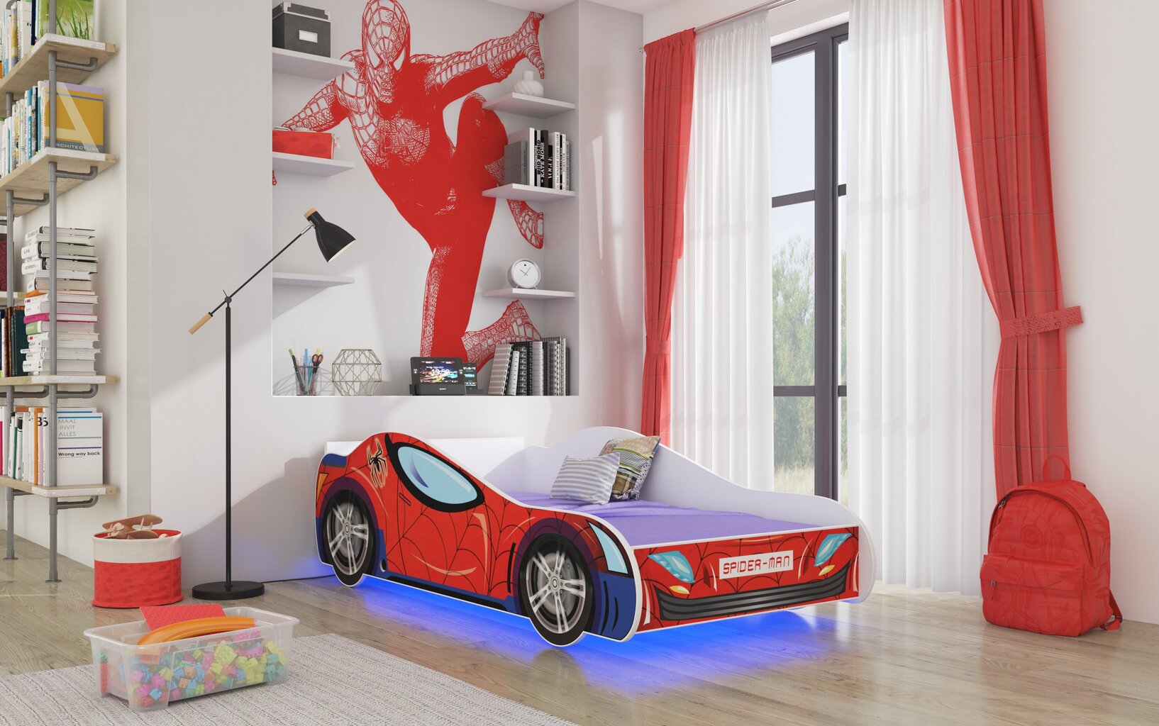 Vaikiška lova ADRK Furniture LED Spider, 80x160 cm, įvairių spalvų kaina ir informacija | Vaikiškos lovos | pigu.lt