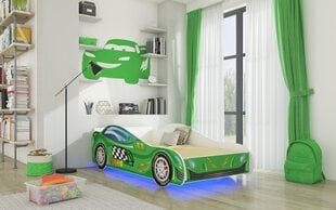 Vaikiška lova Adrk Furniture LED Speed, 80x160 cm, žalia kaina ir informacija | Vaikiškos lovos | pigu.lt
