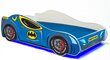 Vaikiška lova Adrk Furniture LED Batcar, 70x140 cm, mėlyna kaina ir informacija | Vaikiškos lovos | pigu.lt