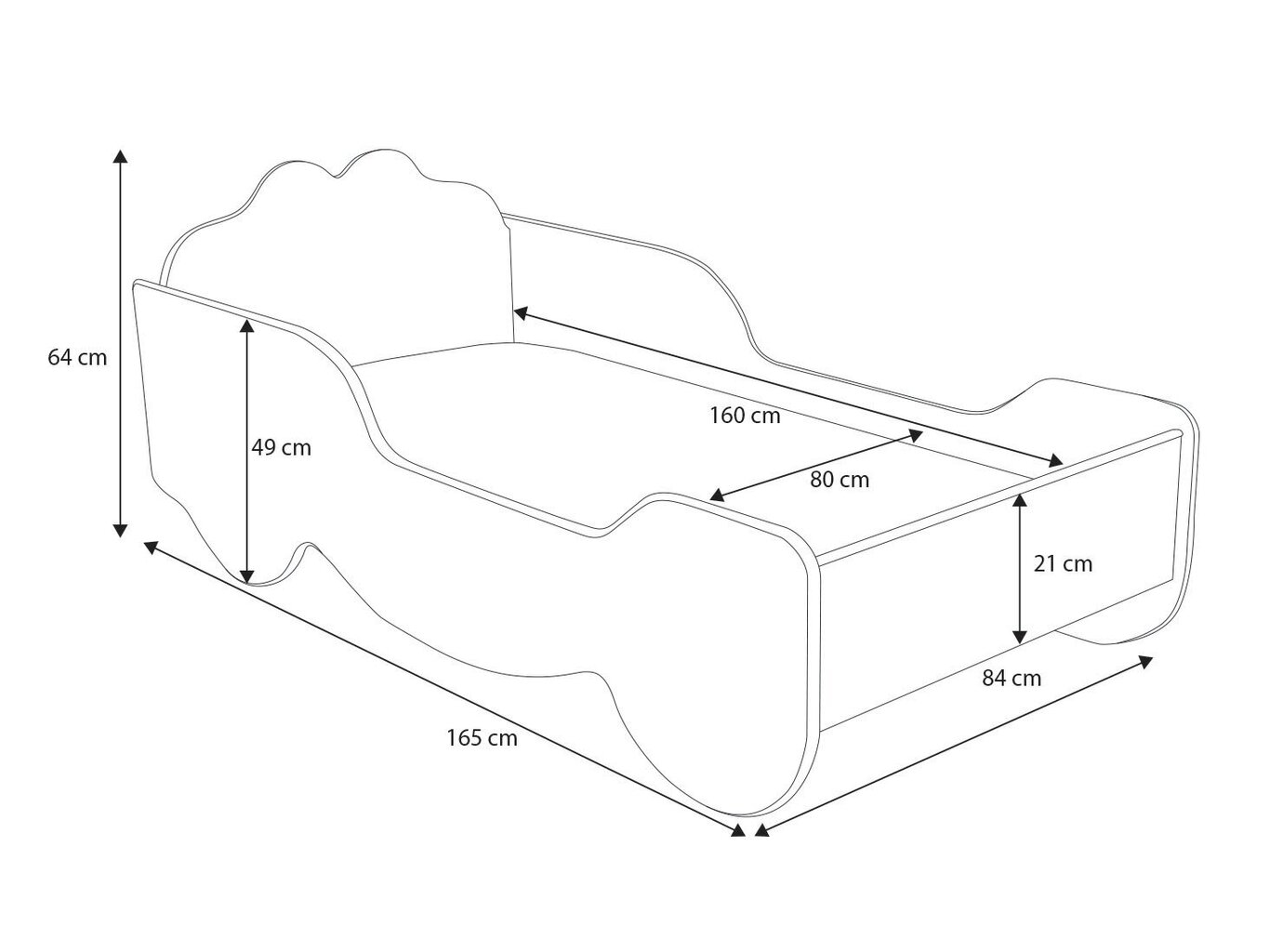 Vaikiška lova ADRK Furniture Kareta, 80x160 cm, įvairių spalvų kaina ir informacija | Vaikiškos lovos | pigu.lt