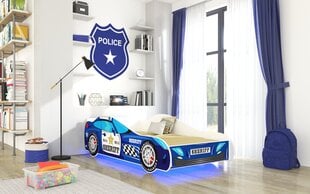 Vaikiška lova ADRK Furniture LED Sheriff, 70x140 cm, mėlyna kaina ir informacija | Vaikiškos lovos | pigu.lt