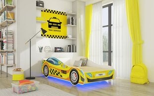 Vaikiška lova Adrk Furniture LED Taxi, 70x140 cm, geltona kaina ir informacija | Vaikiškos lovos | pigu.lt
