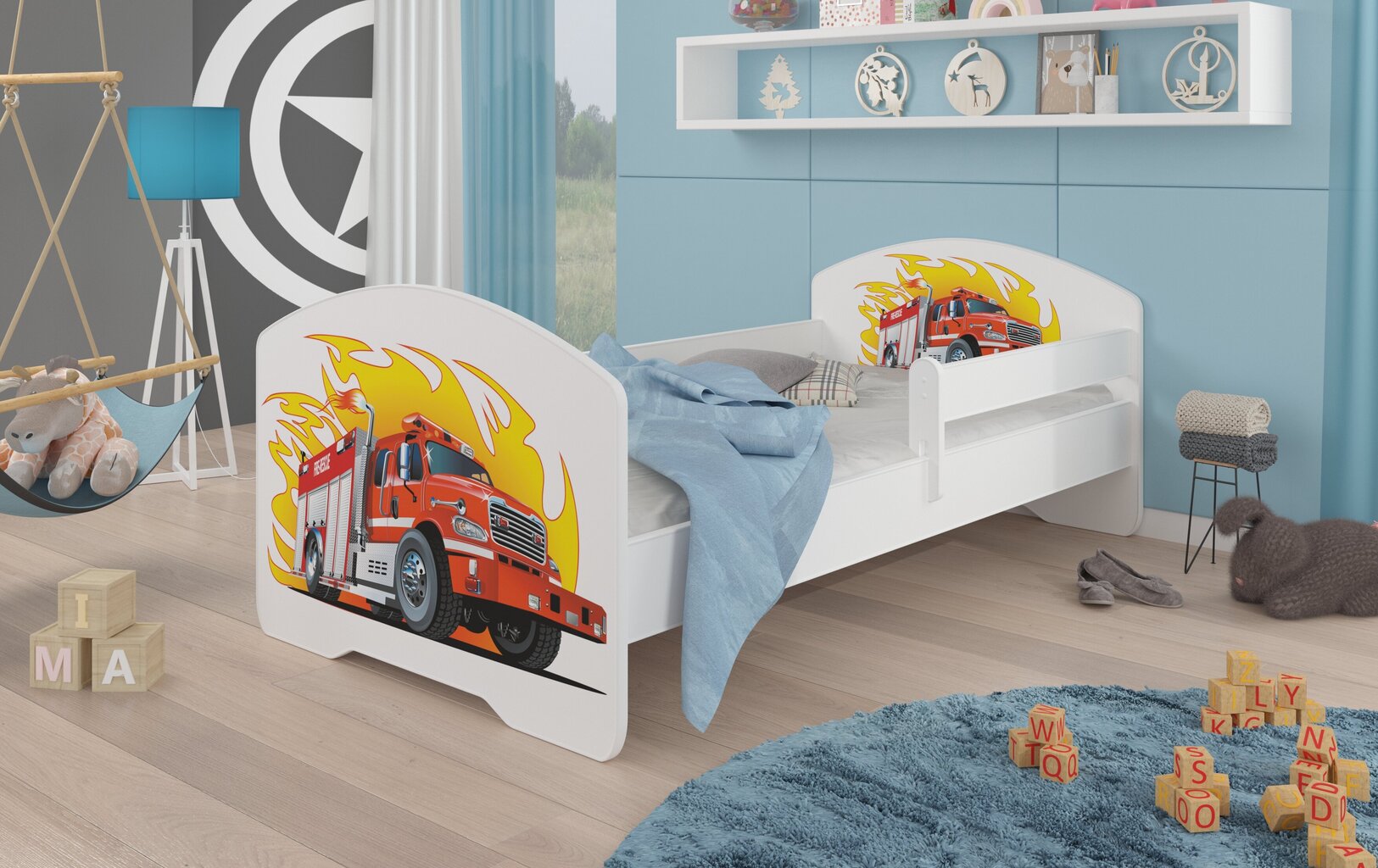 Vaikiška lova Adrk Furniture Pepe Fire truck, 80x160 cm, balta цена и информация | Vaikiškos lovos | pigu.lt