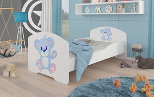 Детская кровать ADRK Furniture Pepe blue Bear, 80 x 160 см, белого цвета цена и информация | Детские кровати | pigu.lt