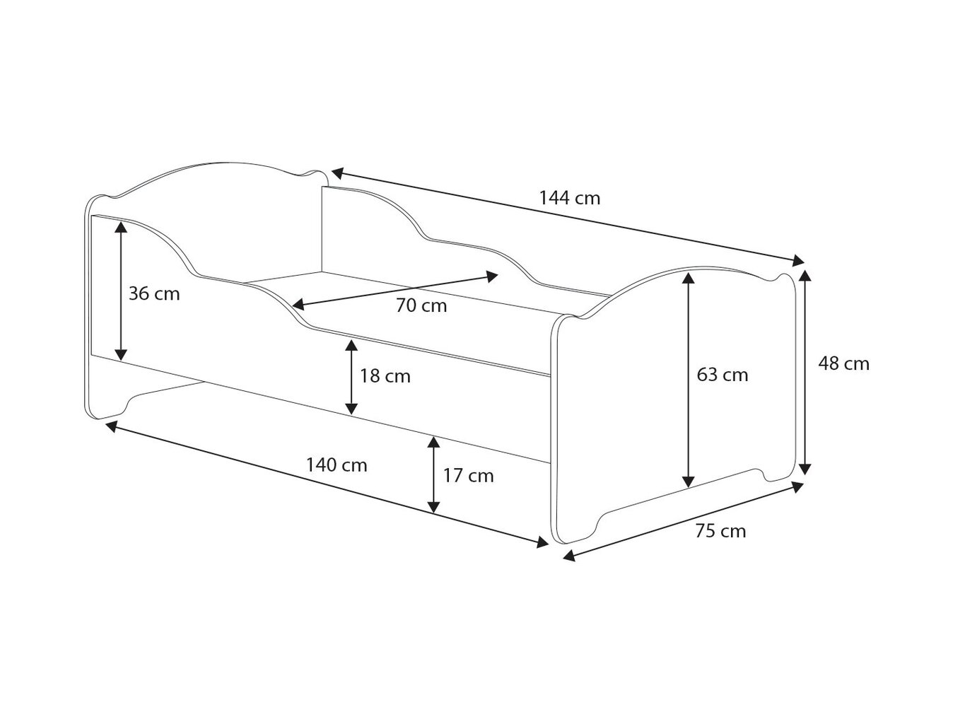 Vaikiška lova Adrk Furniture Amadis Police, 70x140 cm, balta kaina ir informacija | Vaikiškos lovos | pigu.lt