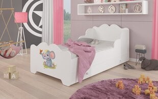Vaikiška lova ADRK Furniture Ximena Elephant, 70x140 cm, balta kaina ir informacija | Vaikiškos lovos | pigu.lt