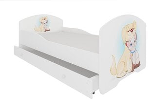 Детская кроватка Adrk Furniture Pepe dog and cat, 80х140 см, белый цвет цена и информация | Детские кровати | pigu.lt