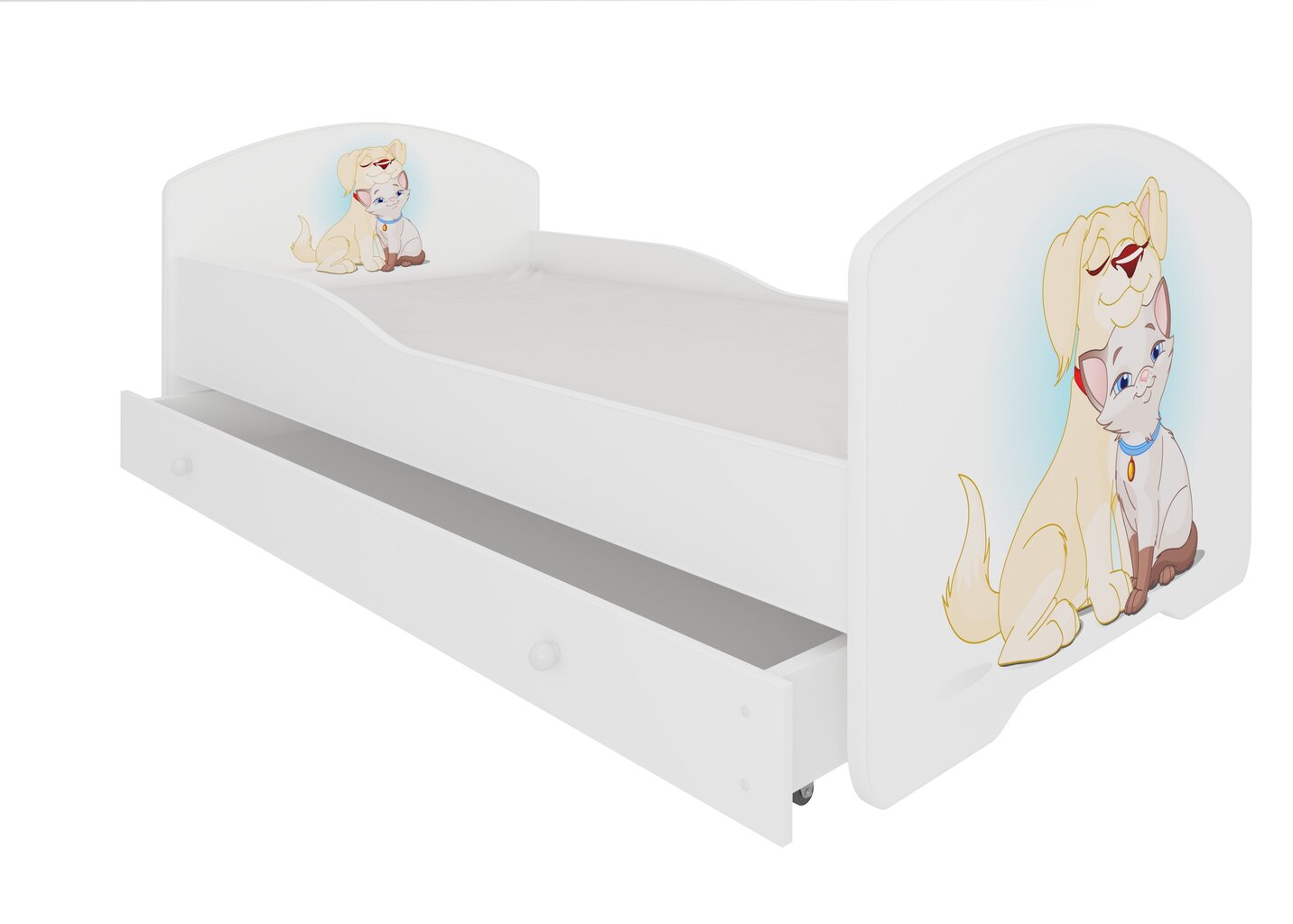 Vaikiška lova Adrk Furniture Pepe dog and cat, 80x160 cm, balta kaina ir informacija | Vaikiškos lovos | pigu.lt