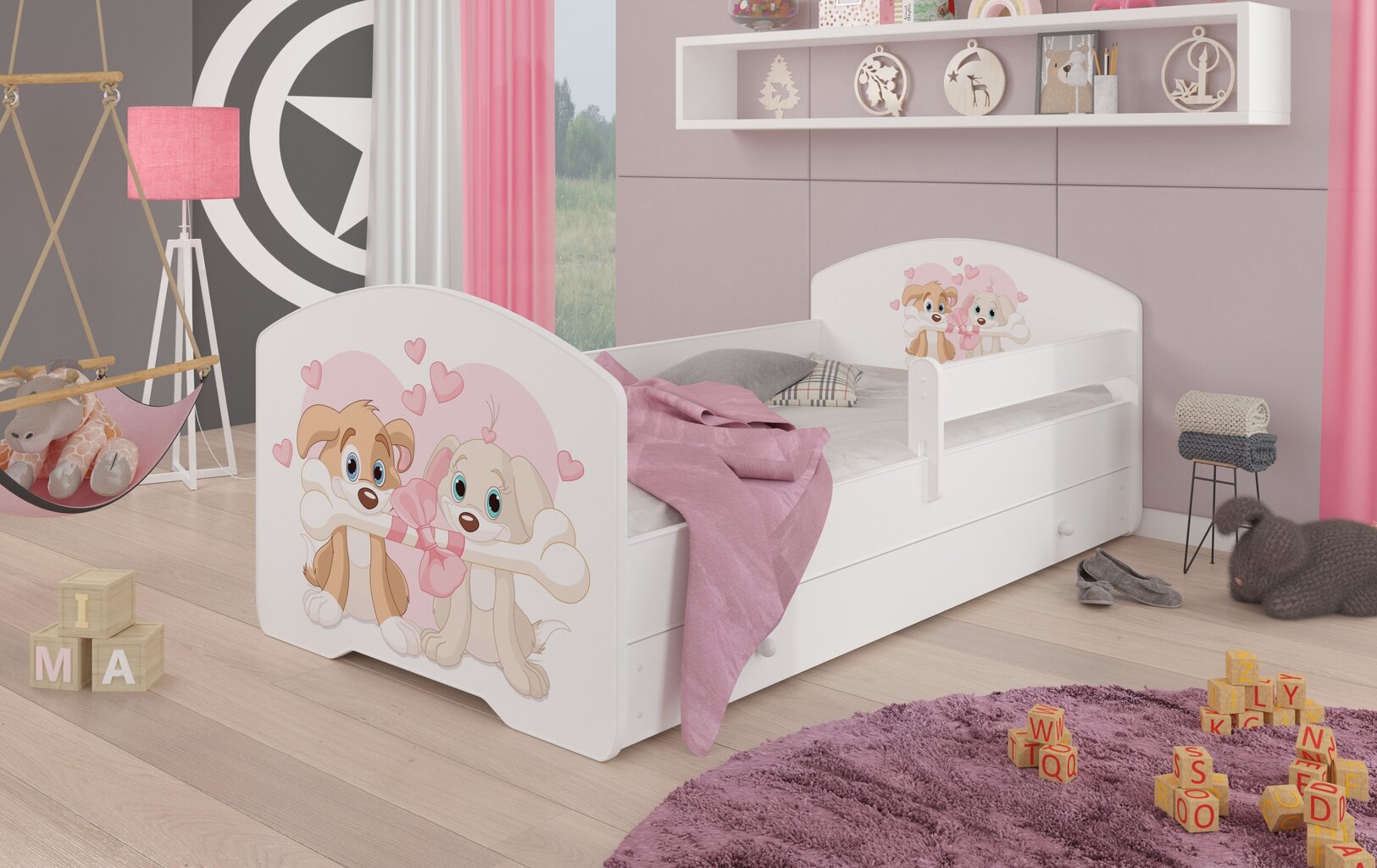 Vaikiška lova ADRK Furniture Pepe dogs, 70x140 cm, įvairių spalvų kaina ir informacija | Vaikiškos lovos | pigu.lt