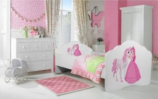 Детская кроватка Adrk Furniture Casimo Princess with horse, 80x160 см, белая цена и информация | Детские кровати | pigu.lt