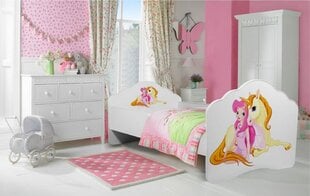 Vaikiška lova Adrk Furniture Casimo Girl with unicorn, 80x160 cm, balta kaina ir informacija | Vaikiškos lovos | pigu.lt