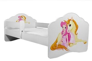 Vaikiška lova Adrk Furniture Casimo Girl with unicorn, 70x140 cm, balta kaina ir informacija | Vaikiškos lovos | pigu.lt