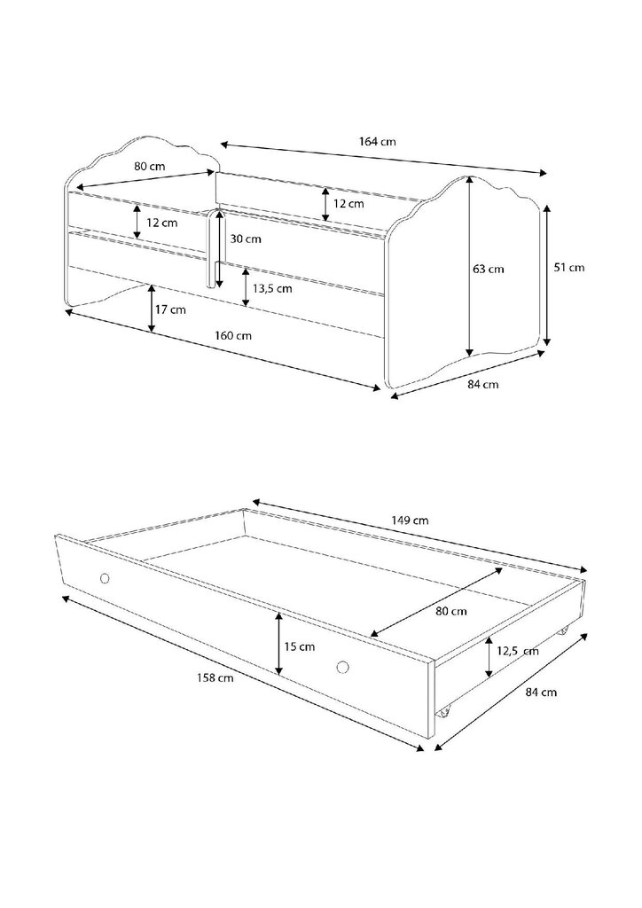 Vaikiška lova ADRK Furniture Casimo, 80x160 cm, įvairių spalvų kaina ir informacija | Vaikiškos lovos | pigu.lt