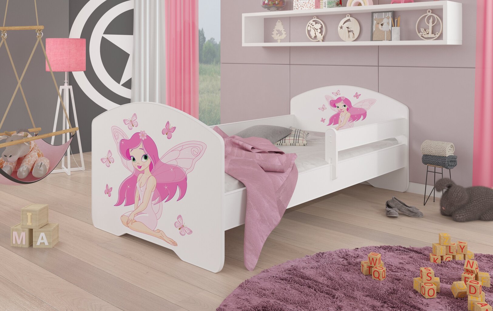 Vaikiška lova ADRK Furniture Pepe Girl with wings, 70x140 cm, įvairių spalvų kaina ir informacija | Vaikiškos lovos | pigu.lt