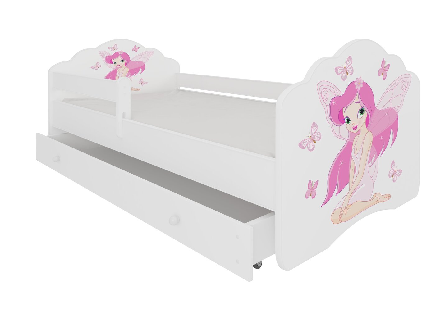 Vaikiška lova Adrk Furniture Casimo Girl with wings, 80x160 cm, balta kaina ir informacija | Vaikiškos lovos | pigu.lt