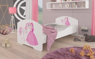 Детская кроватка Adrk Furniture Pepe Princess and horse, 80х160 см, белый цвет цена и информация | Детские кровати | pigu.lt