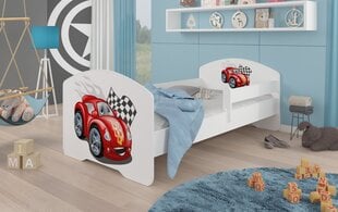 Vaikiška lova Adrk Furniture Pepe car zigzag, 80x160 cm, balta kaina ir informacija | Vaikiškos lovos | pigu.lt