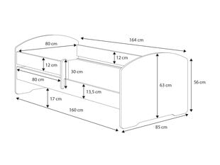 Vaikiška lova Adrk Furniture Pepe car zigzag, 80x160 cm, balta kaina ir informacija | Vaikiškos lovos | pigu.lt