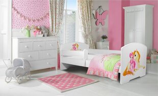 Vaikiška lova Adrk Furniture Pepe Girl with unicorn, 80x160 cm, balta kaina ir informacija | Vaikiškos lovos | pigu.lt