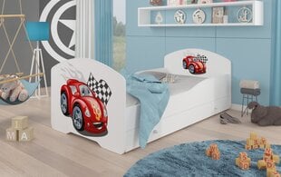 Vaikiška lova Adrk Furniture Pepe car zigzag, 80x160 cm, balta kaina ir informacija | Vaikiškos lovos | pigu.lt