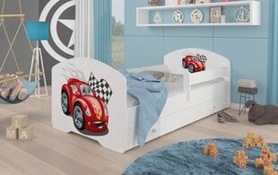 Vaikiška lova Adrk Furniture Pepe car zigzag, 70x140 cm, balta kaina ir informacija | Vaikiškos lovos | pigu.lt